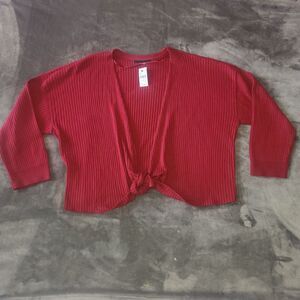 NWT Lane Bryant Classic Bracelet Sleeve TieFront Overpiece Rumba Red Size 22/24